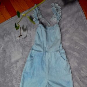 Lovers + Friends XS chambray blue washed jumpsuit